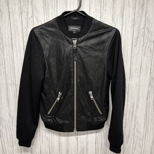 Womens Size XS Mackage Bomber Jacket Lamb Skin Black